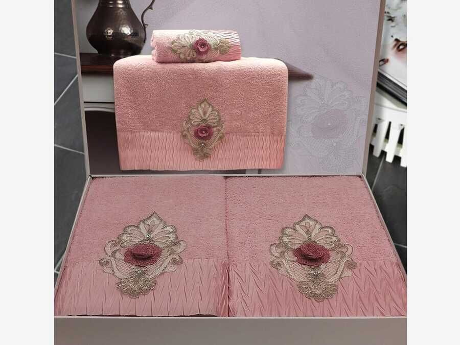 Cotton Pearl 3D Bath Set Lovers Powder