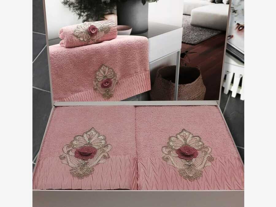 Cotton Pearl 3D Bath Set Lovers Powder - Thumbnail