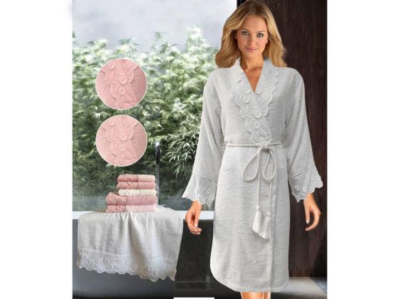 Cotton Lacy Women's Bathrobe Set Anna