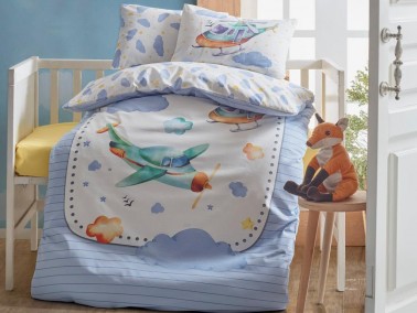 Cotton Box - طقم كسوة لحاف أطفال أزرق Cottonbox Air Plane Cotton Box - طقم كسوة لحاف أطفال أزرق Cottonbox Air Plane