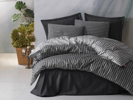 Cottonbox Bamboo Satin Double Duvet Cover Set Anthracite