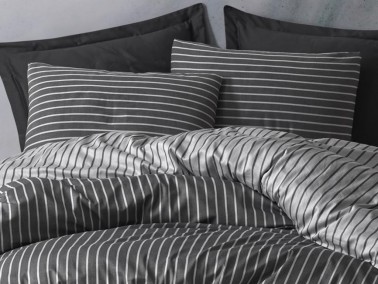 Cottonbox Bamboo Satin Double Duvet Cover Set Anthracite - Thumbnail