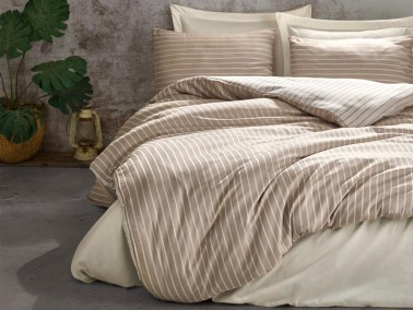 Cottonbox Bamboo Satin Double Duvet Cover Set Mink - Thumbnail