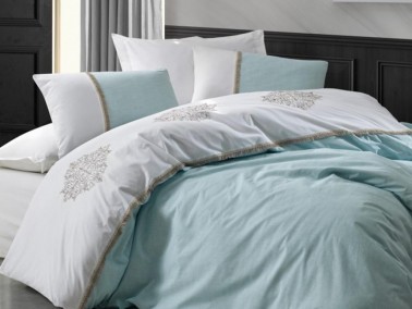 Cottonbox Brode Double Duvet Cover Set Carel Mint - Thumbnail