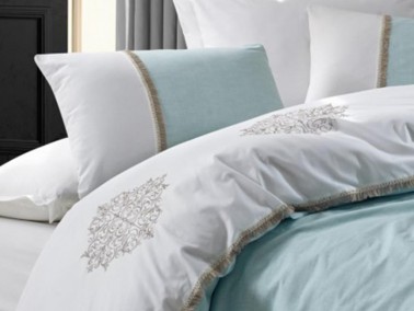 Cottonbox Brode Double Duvet Cover Set Carel Mint - Thumbnail