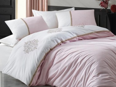 Cottonbox Brode Double Duvet Cover Set Carel Powder - Thumbnail