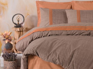 Cottonbox Brode Double Duvet Cover Set Hazel Orange - Thumbnail