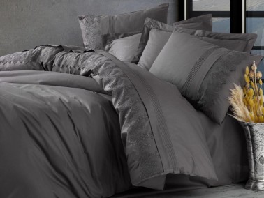 Dowry World - Cottonbox Brode Ranforce Enzo Double Duvet Cover Set Anthracite Dowry World - Cottonbox Brode Ranforce Enzo Double Duvet Cover Set Anthracite