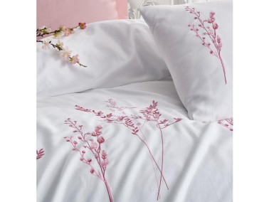 Cottonbox Brode Satin Lisa Double Duvet Cover Set Powder - Thumbnail