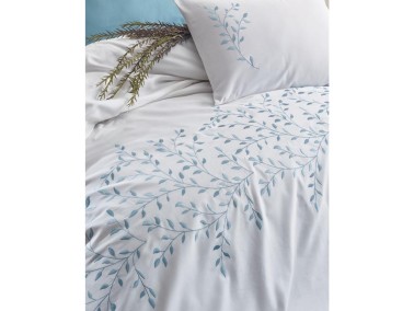 Cottonbox Brode Satin Perry Double Duvet Cover Set Mint - Thumbnail