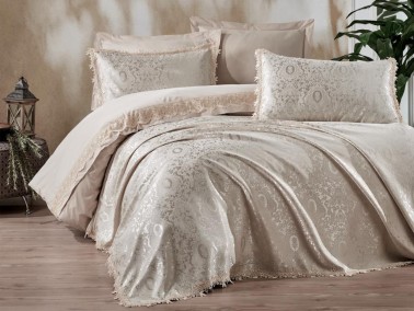 Cottonbox Chi Chi Double Pique Duvet Cover Set Elegance Cappucino - Thumbnail