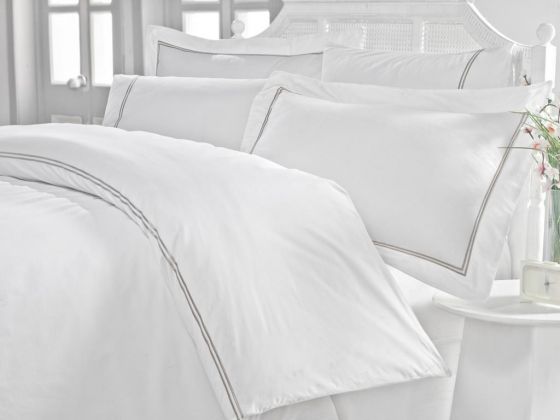 Cottonbox Classic Mehves Double Duvet Cover Set White