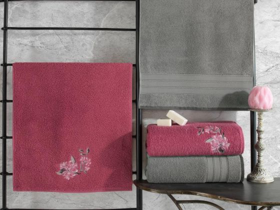 Cottonbox Colorful Turkish Bath Set Grey-Pink