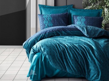 Cottonbox Dark Double Duvet Cover Set Amari Petrol - Thumbnail