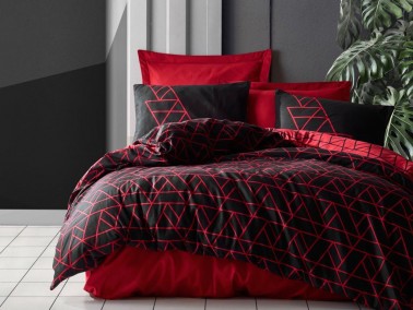 Cottonbox Dark Double Duvet Cover Set Shadow Claret Red - Thumbnail