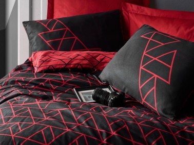 Cottonbox Dark Double Duvet Cover Set Shadow Claret Red - Thumbnail