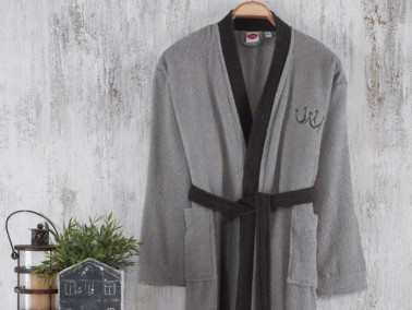 Cotton Box - Cottonbox Fine Single Bathrobe Grey-Black Cotton Box - Cottonbox Fine Single Bathrobe Grey-Black
