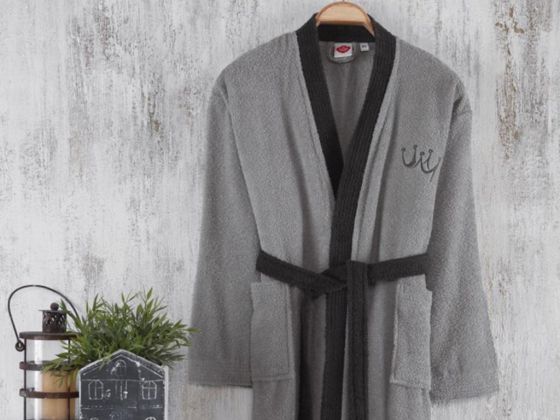 Cottonbox Fine Single Bathrobe Grey-Black