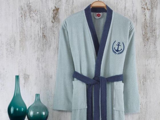 Cottonbox Fine Single Bathrobe Blue-Navy Blue