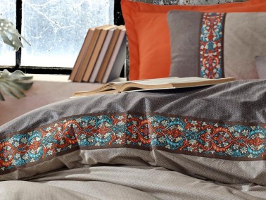 Cottonbox Folk Art True Double Duvet Cover Set Cinnamon - Thumbnail