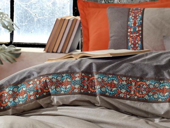 Cottonbox Folk Art True Double Duvet Cover Set Cinnamon