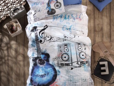 Cottonbox Junior Guitar Single Duvet Cover Set Blue - Thumbnail