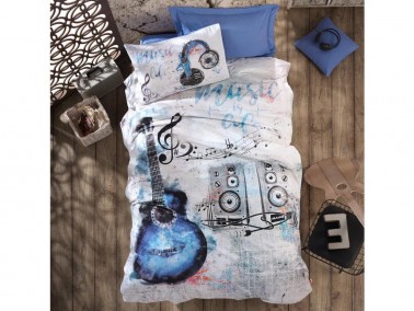 Cottonbox Junior Guitar Single Duvet Cover Set Blue - Thumbnail