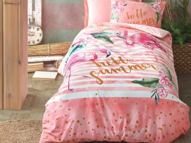 Cottonbox Junior Hello Summer Single Duvet Cover Set Pink - Thumbnail