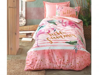 Cottonbox Junior Hello Summer Single Duvet Cover Set Pink - Thumbnail