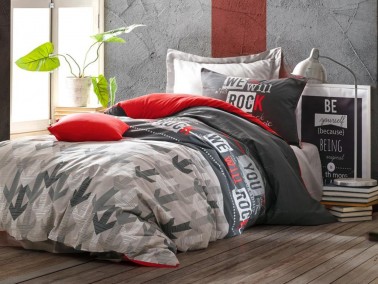 Cottonbox Junior Rock Single Duvet Cover Set Red - Thumbnail