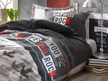 Cottonbox Junior Rock Single Duvet Cover Set Red - Thumbnail