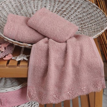 Cottonbox Guipure 3 Pcs Towel Set Powder - Thumbnail