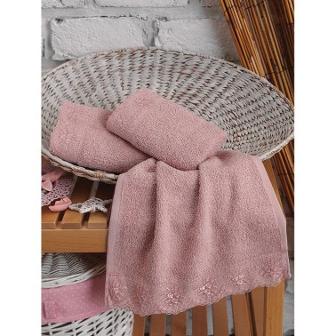 Cottonbox Guipure 3 Pcs Towel Set Powder - Thumbnail