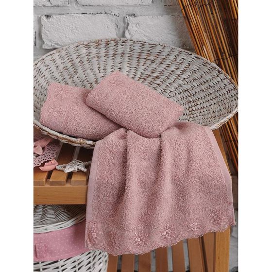 Cottonbox Guipure 3 Pcs Towel Set Powder