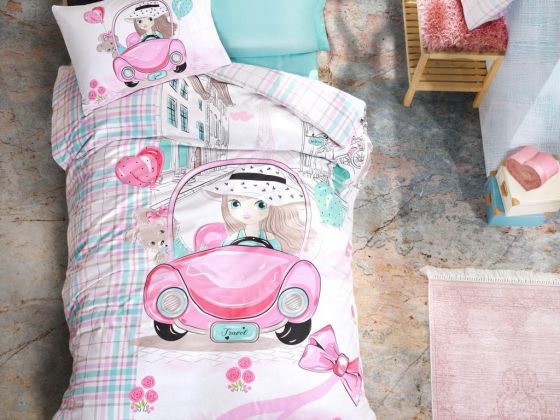 Cottonbox Junior Paris Love Single Duvet Cover Set Pink