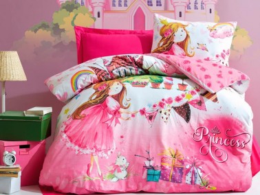 Cottonbox Junior Princess Single Duvet Cover Set Pink - Thumbnail