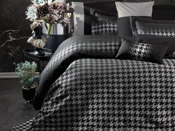 Cottonbox Light Dazzle Double Duvet Cover Set Black Gray