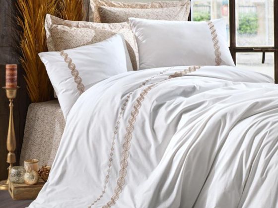 Cottonbox Majestic Double Duvet Cover Set Ines Beige