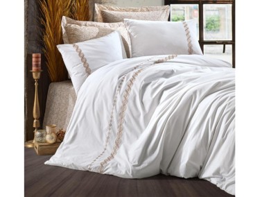 Cottonbox Majestic Double Duvet Cover Set Ines Beige - Thumbnail