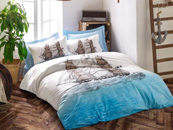 Cottonbox Maritime Ship Single Duvet Cover Set Blue