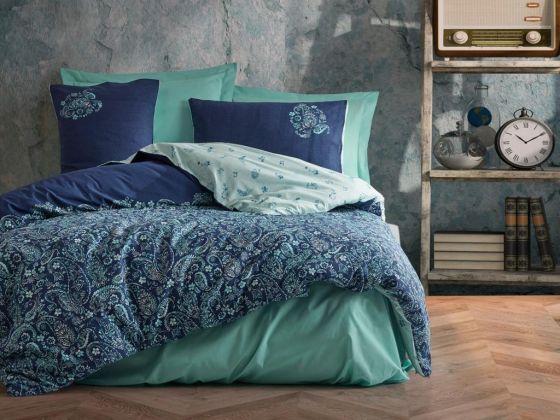 Cottonbox Masculine Double Duvet Cover Set Cadee Mint