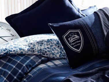 Cottonbox Masculine Pablo Double Duvet Cover Set Navy Blue - Thumbnail