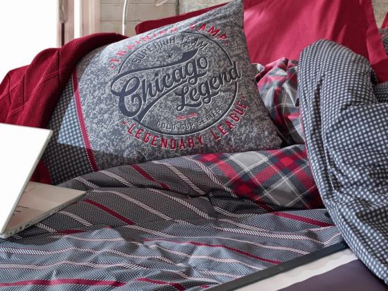 Cottonbox Masculine Jonas Double Duvet Cover Set Claret Red