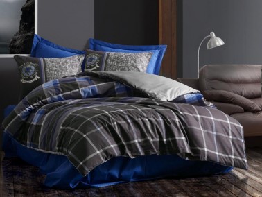 Cottonbox Masculine Roberto Double Duvet Cover Set Anthracite - Thumbnail