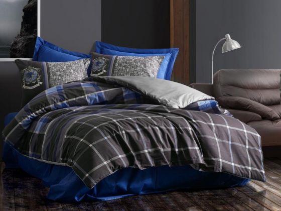 Cottonbox Masculine Roberto Double Duvet Cover Set Anthracite