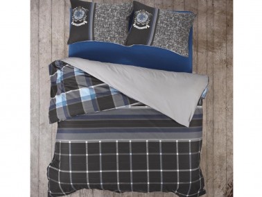 Cottonbox Masculine Roberto Double Duvet Cover Set Anthracite - Thumbnail