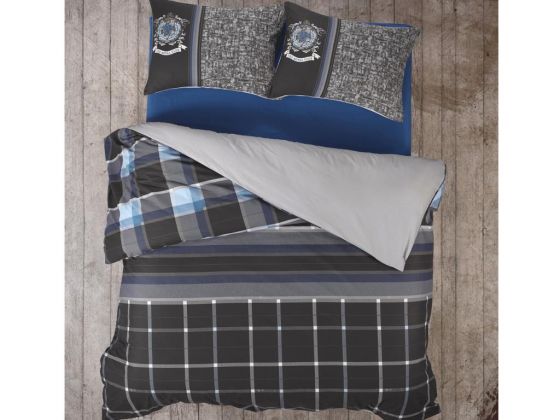 Cottonbox Masculine Roberto Double Duvet Cover Set Anthracite