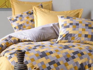 Cottonbox Minimal Elon Double Duvet Cover Set Yellow - Thumbnail