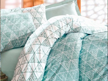 Cottonbox Minimal Sole Double Duvet Cover Set Mint - Thumbnail