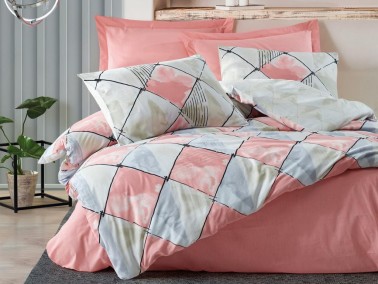 Cottonbox Modeline Tetragon Double Duvet Cover Set Pink - Thumbnail